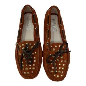 Michael Kors Penley Autumn brown suede studded moccasins size 7M